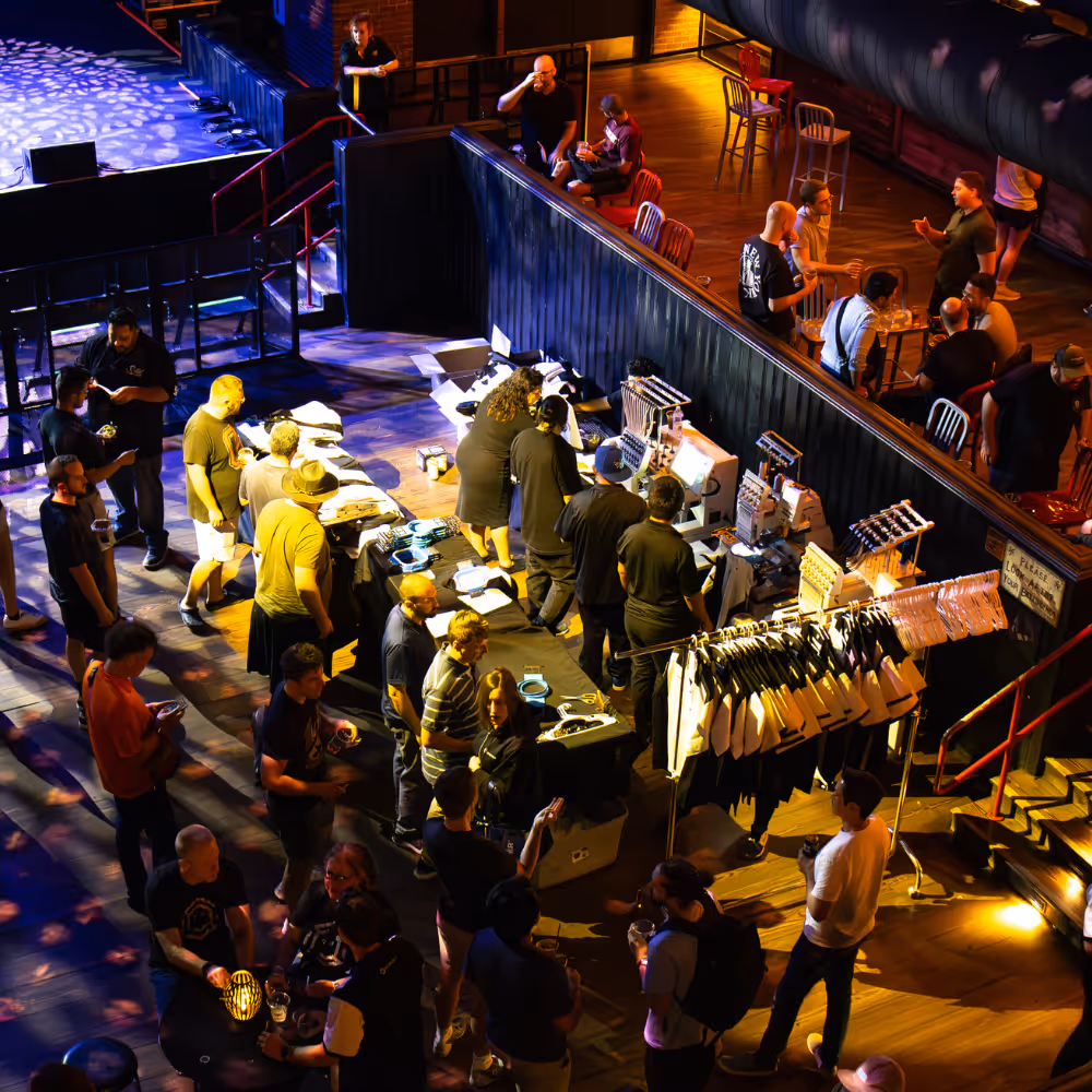 Live screen printing demonstration at a premium Las Vegas event